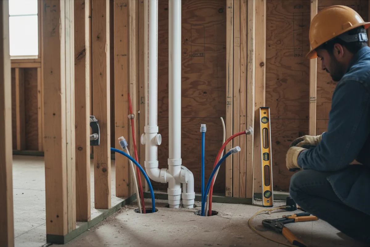 Drain and supply rough-in during Drain Cleaning in Creston